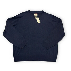 New Mills Supply Sweater Hudson Cashmere Blend Pullover Navy Men's Size XXL